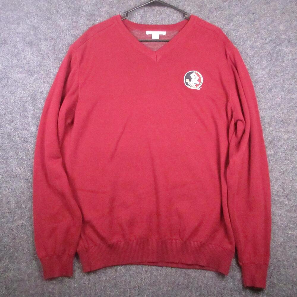 Florida State Seminoles Sweater Mens Large Red NCAA Football Cutter & Buck